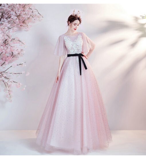 Pink Lace Prom Dress Princess Ball Gown Quinceanera Dress - Image 5