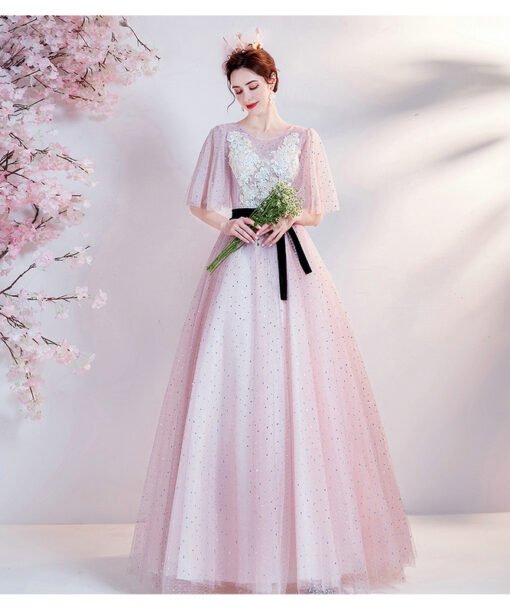 pink lace prom dress 1288-003