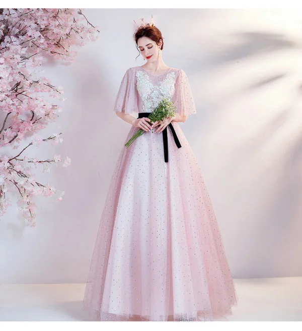 pink lace prom dress 1288-003
