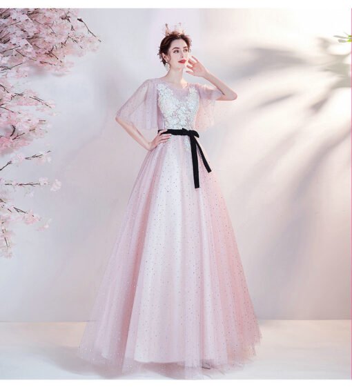 Pink Lace Prom Dress Princess Ball Gown Quinceanera Dress - Image 4