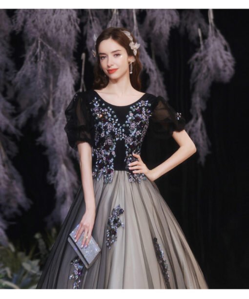 Alternative view of Quinceanera Dress Black Embroidery Ball Gown Lace Prom Dress