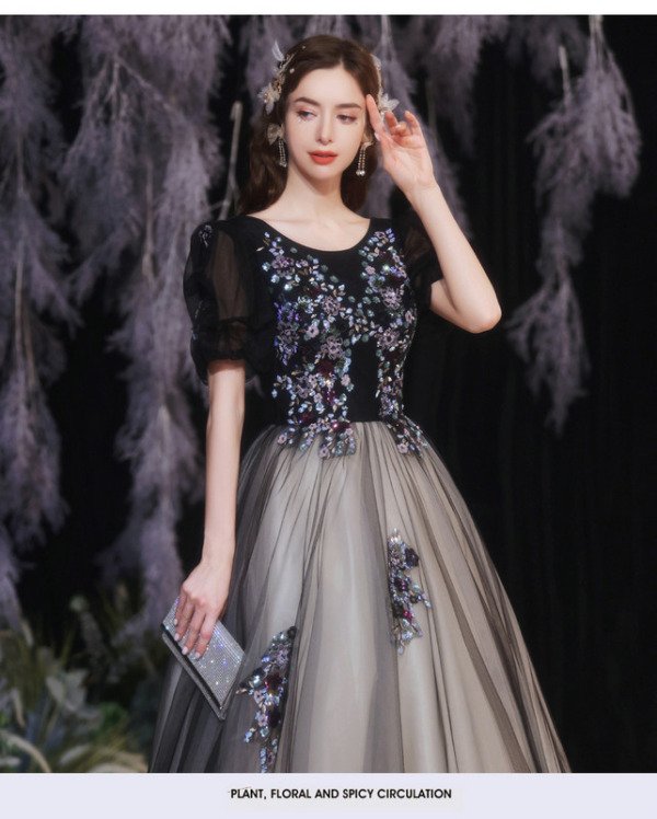 Quinceanera Dress Black Embroidery Ball Gown Lace Prom Dress - Image 7