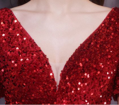 red sequin prom dress 1294-001