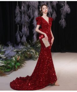 red sequin prom dress 1294-005