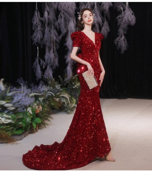 red sequin prom dress 1294-005