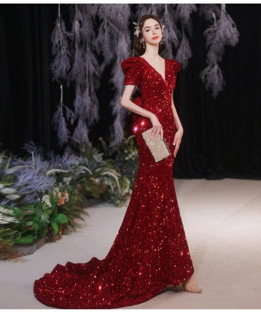 red sequin prom dress 1294-005