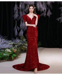 red sequin prom dress 1294-008