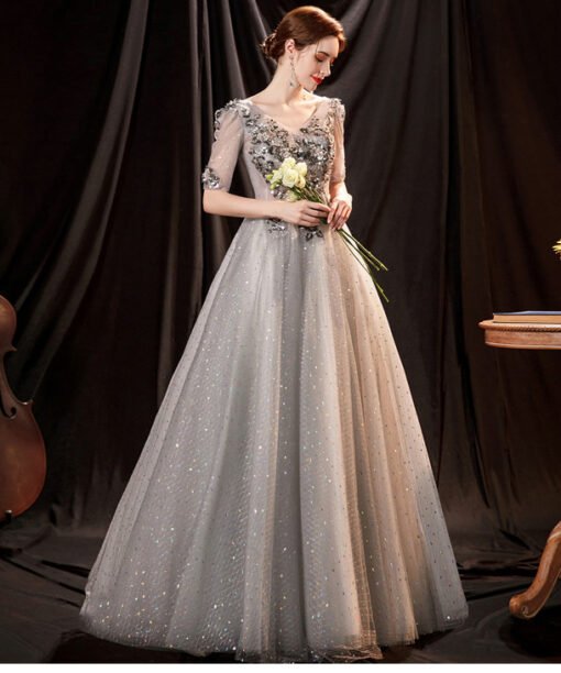 silver prom dress 1300-004