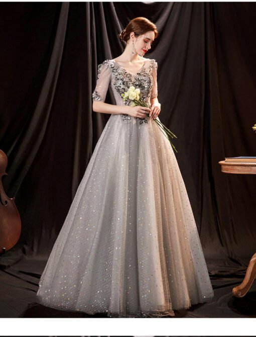 silver prom dress 1300-004