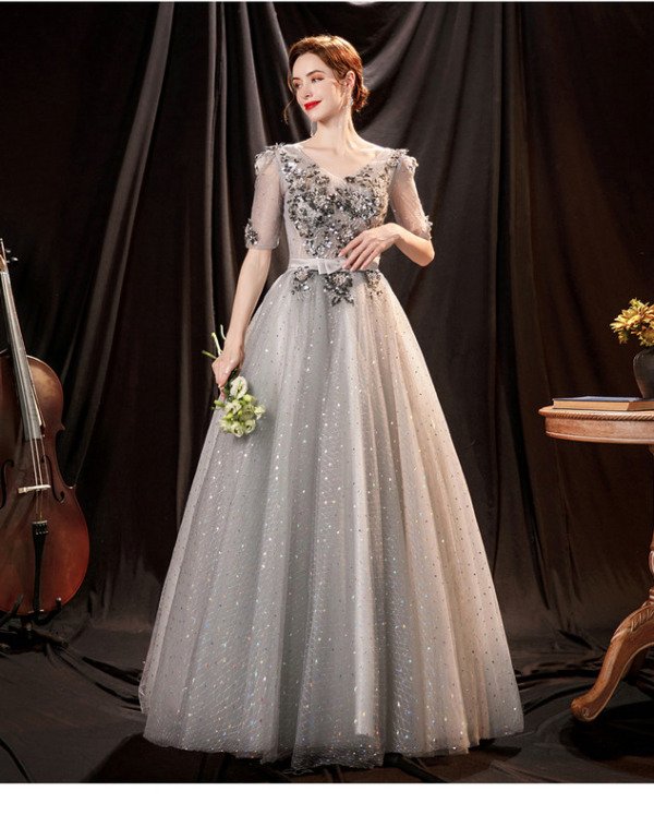 silver prom dress 1300-005