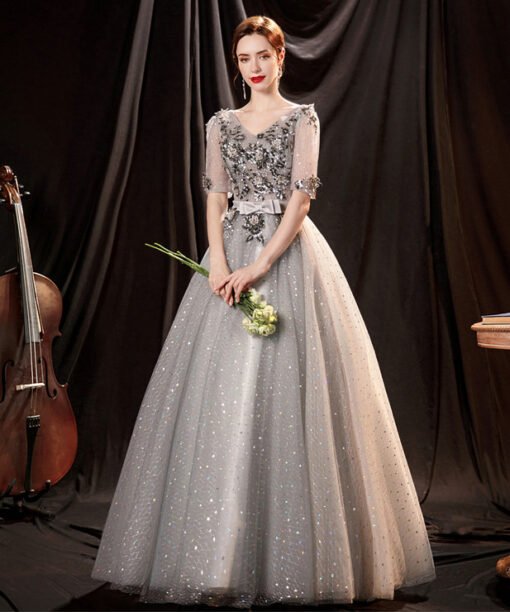 silver prom dress 1300-006