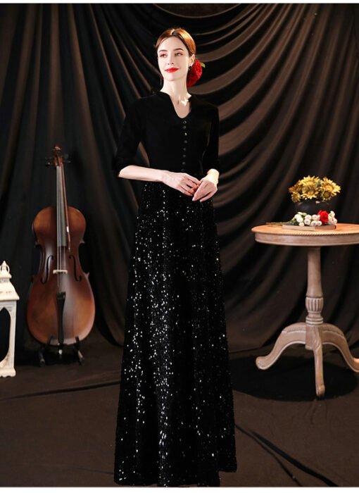 cheap black prom dress 1305-005