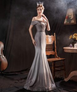 grey evening dress 1313-003
