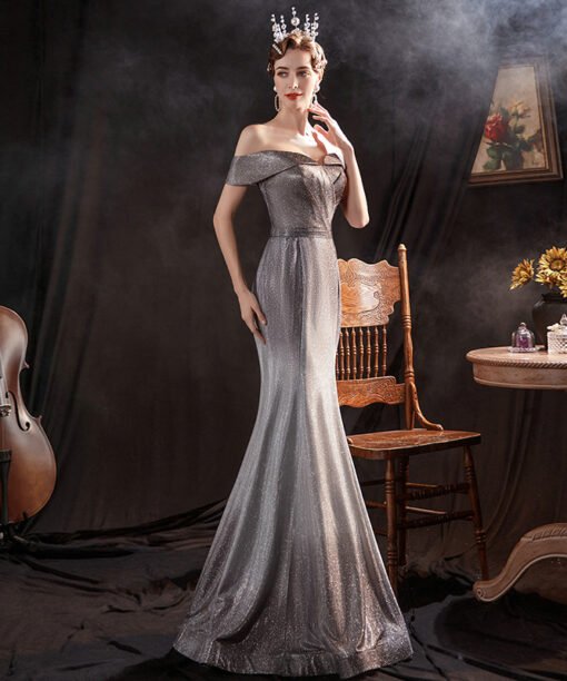 grey evening dress 1313-003