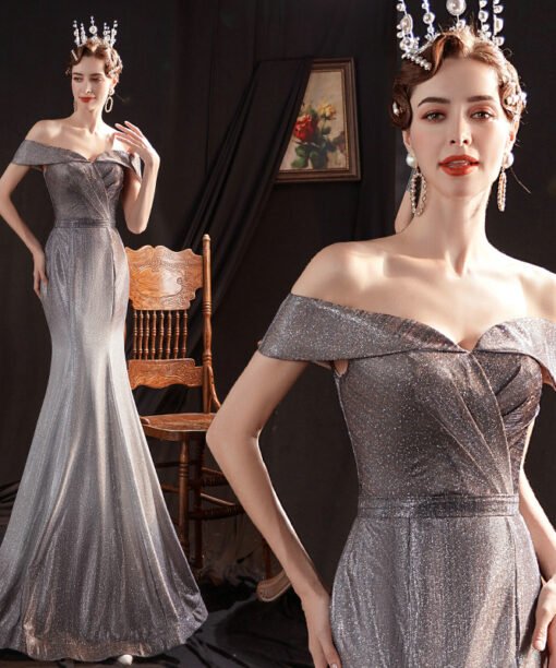 grey evening dress 1313-005