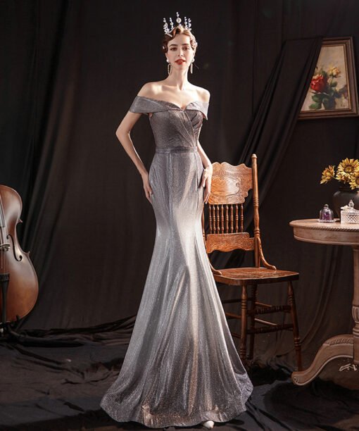 grey evening dress 1313-006