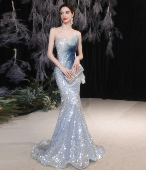 light blue mermaid dress 1309-006