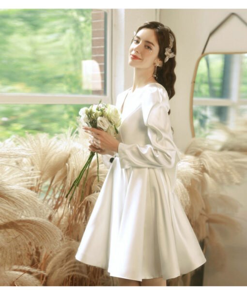 white satin cocktail dress 1304-009