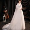 wedding dress with cape train 1314-006