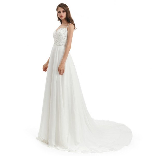Backless Wedding Dress Spaghetti Straps A Line Bridal Dress - Image 3