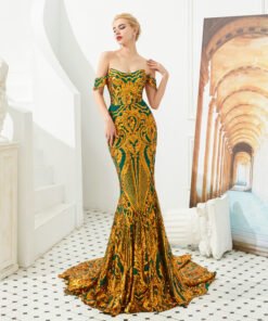 gold mermaid prom dress 1328-001