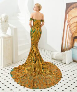 gold mermaid prom dress 1328-002