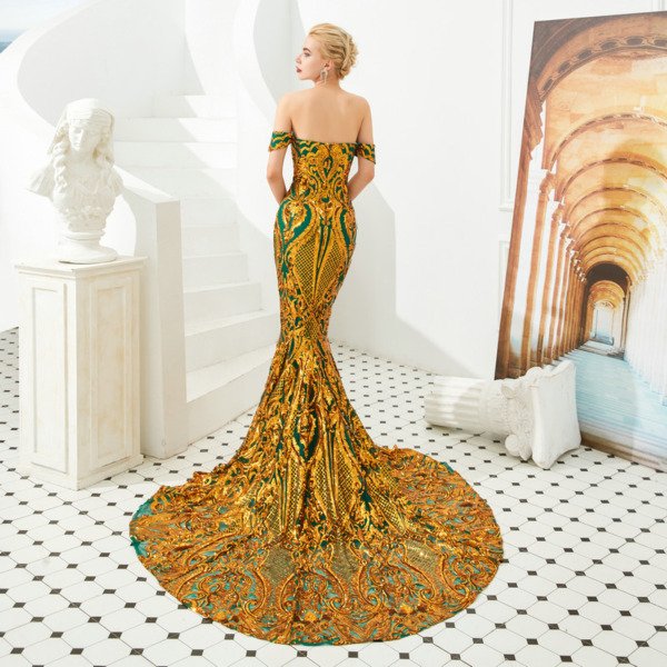 gold mermaid prom dress 1328-002