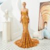 gold mermaid prom dress 1328-004