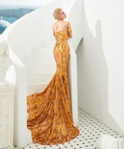 gold mermaid prom dress 1328-007