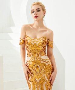 gold mermaid prom dress 1328-008