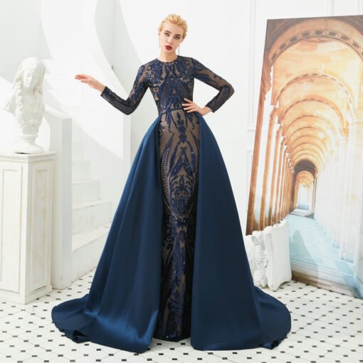mermaid dress with detachable train 1329-001