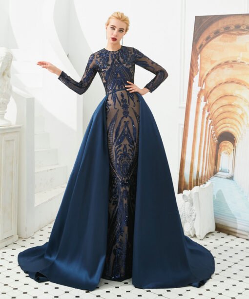 mermaid dress with detachable train 1329-001