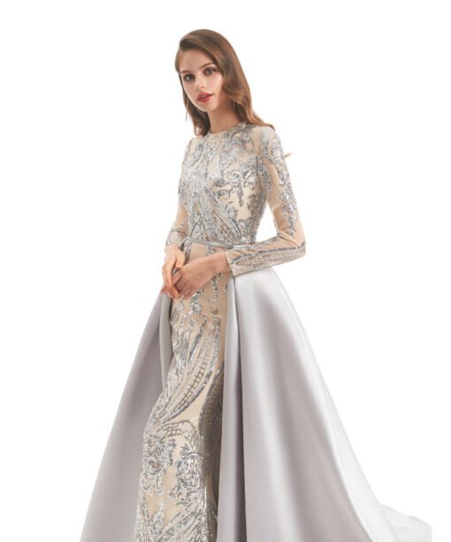 mermaid dress with detachable train 1329-004