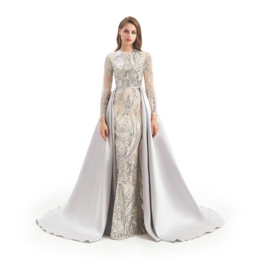 mermaid dress with detachable train 1329-007