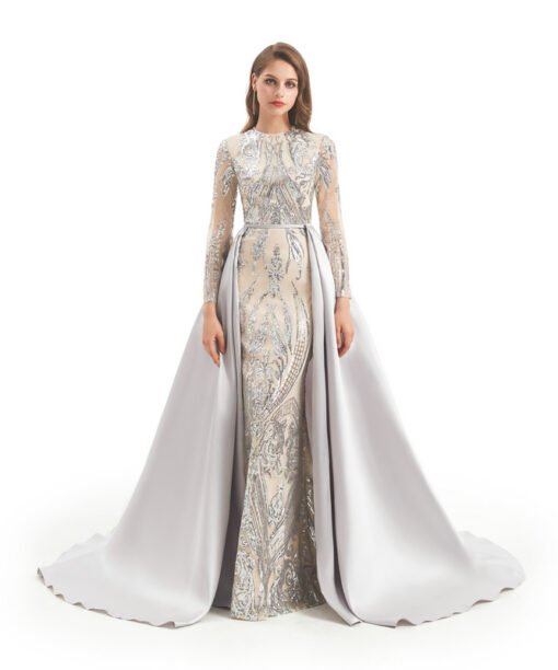 mermaid dress with detachable train 1329-007