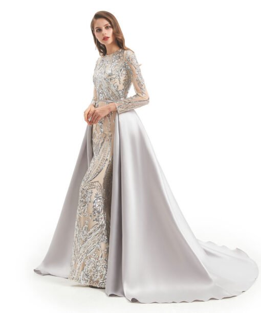 mermaid dress with detachable train 1329-008