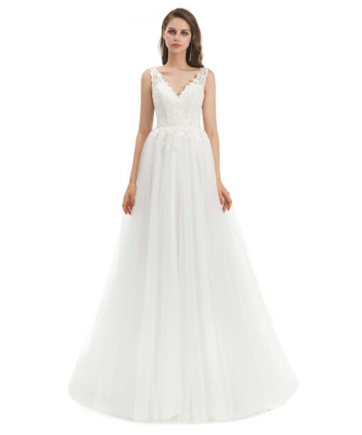 v neck a line wedding dress 1325-001