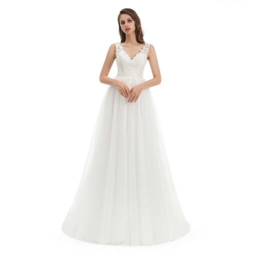 v neck a line wedding dress 1325-002