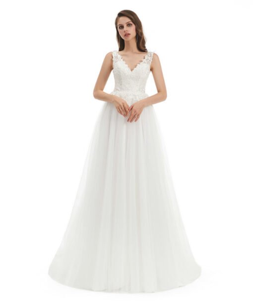 v neck a line wedding dress 1325-002