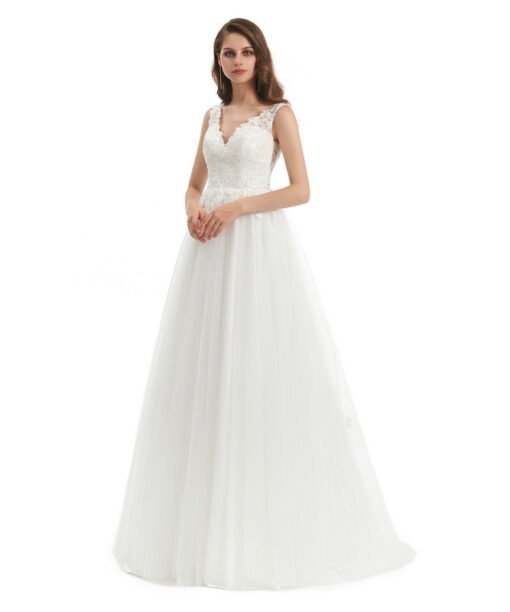 v neck a line wedding dress 1325-004