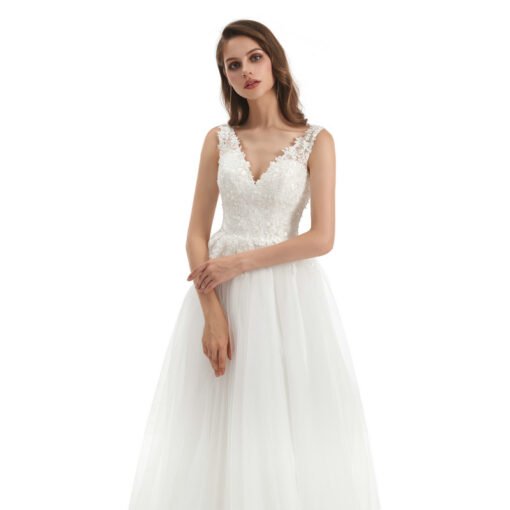 v neck a line wedding dress 1325-007