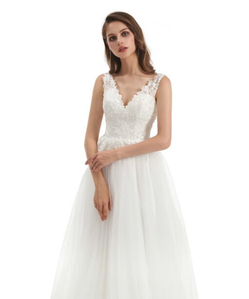 v neck a line wedding dress 1325-007