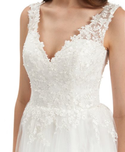 v neck a line wedding dress 1325-009