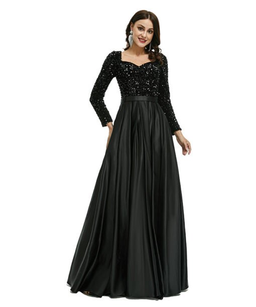 black sequins prom dress 1339-003