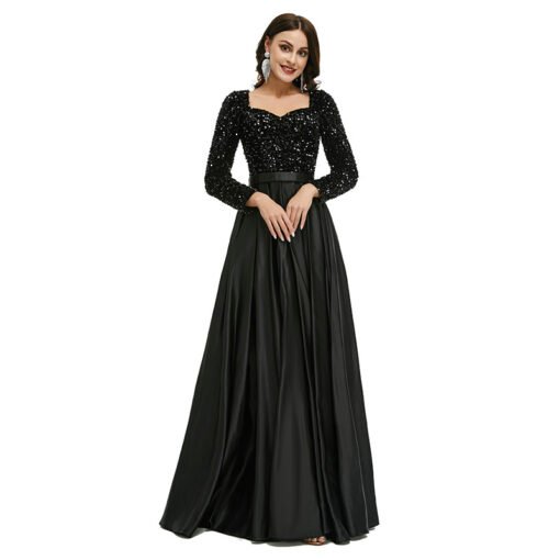 black sequins prom dress 1339-004