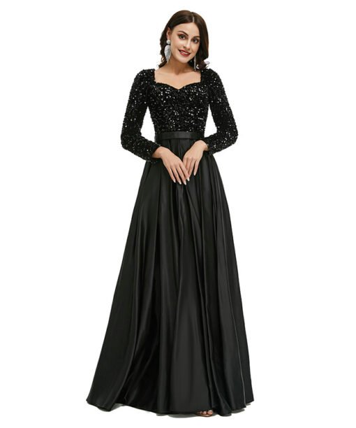black sequins prom dress 1339-004