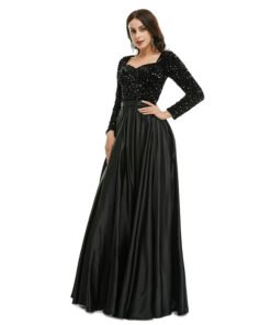 black sequins prom dress 1339-005