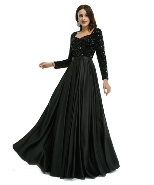 black sequins prom dress 1339-006