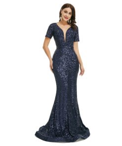 blue sequins prom dress 1343-004