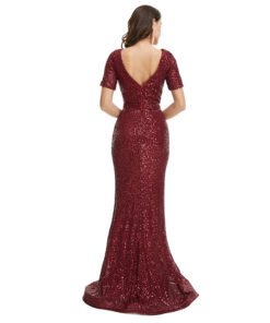 burgundy mermaid prom dress 1345-001